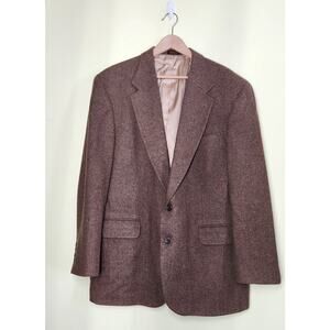 Oscar De La Renta Lambswool Blazer Suit Mens 46R Single Breasted Herringbone